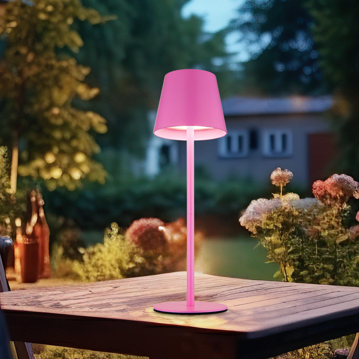 LED AUSSENLEUCHTE Vannie Rosa opal 2er Set - Rosa, Metall (11.5/11.5/36cm) - Globo Lighting