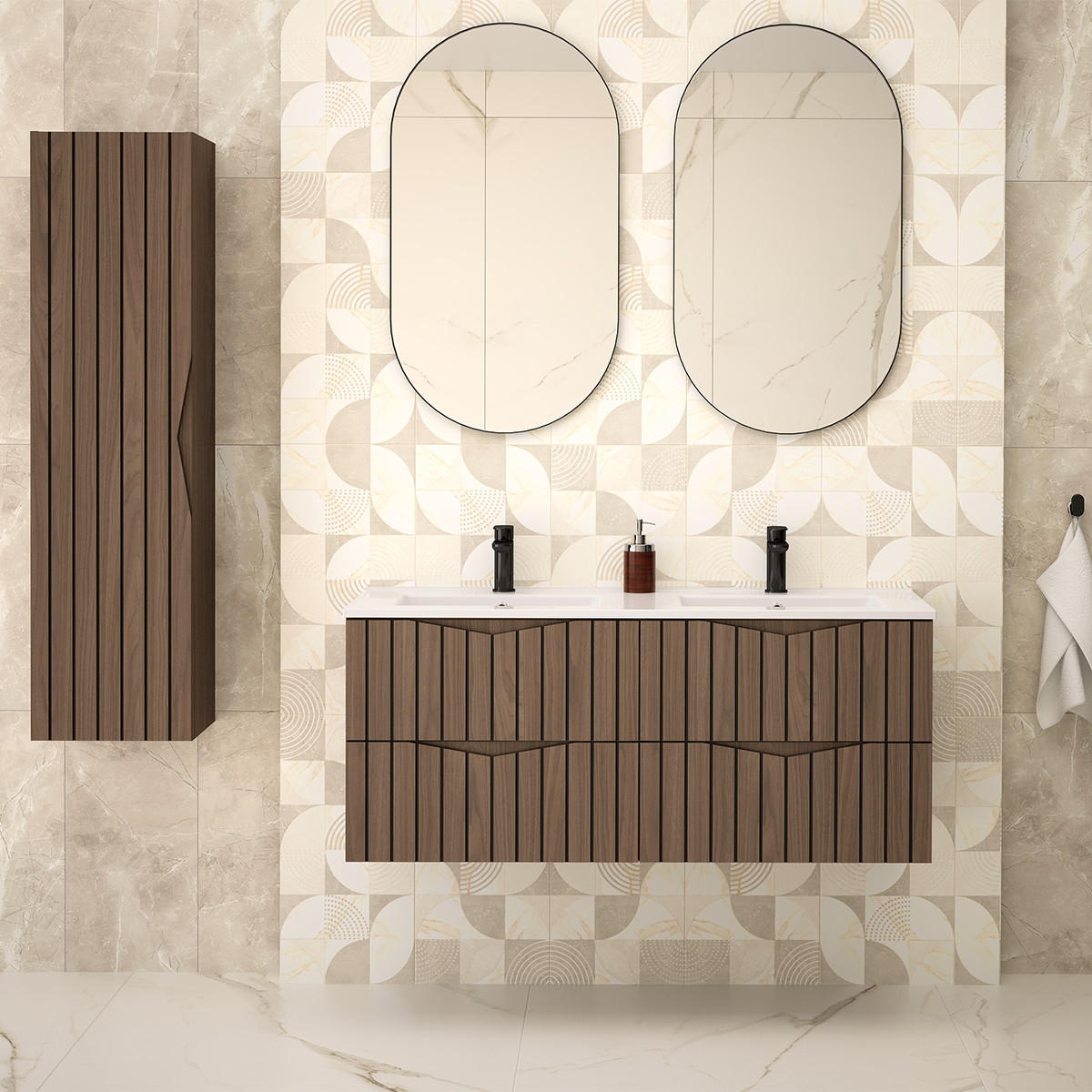 DOPPELWASCHTISCH 120cm Siena Holz und Schwarz - Schwarz, Holzwerkstoff (120/50/45.8cm) - Petits-meubles