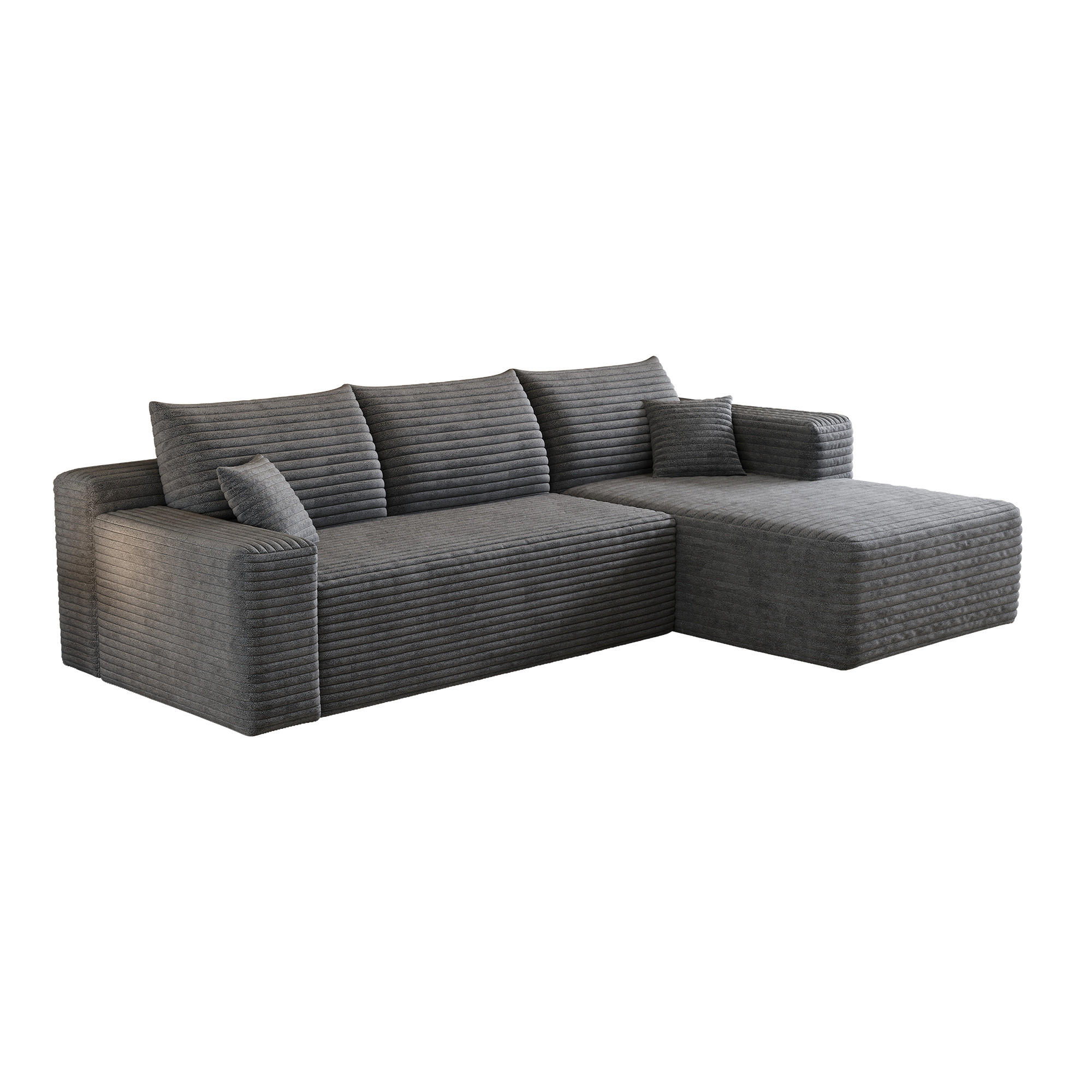 ECKSOFA Cord Dunkelgrau - Grau, Textil (241/151cm) - WISHDOR