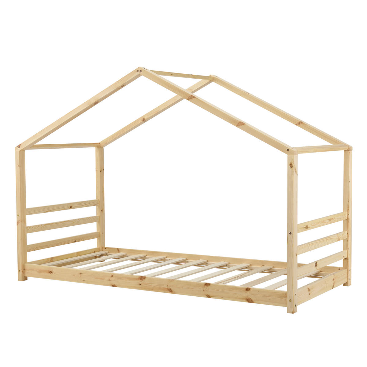 HAUSBETT Vardø - Naturfarben, Holz (90/200cm) - [en.casa]