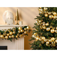 WEIHNACHTSGIRLANDEN-SET 80-teiliges mit Kugeln 4, 5, 6 cm gold, 180 cm - Goldfarben, Kunststoff (6/6/180cm) - LAALU