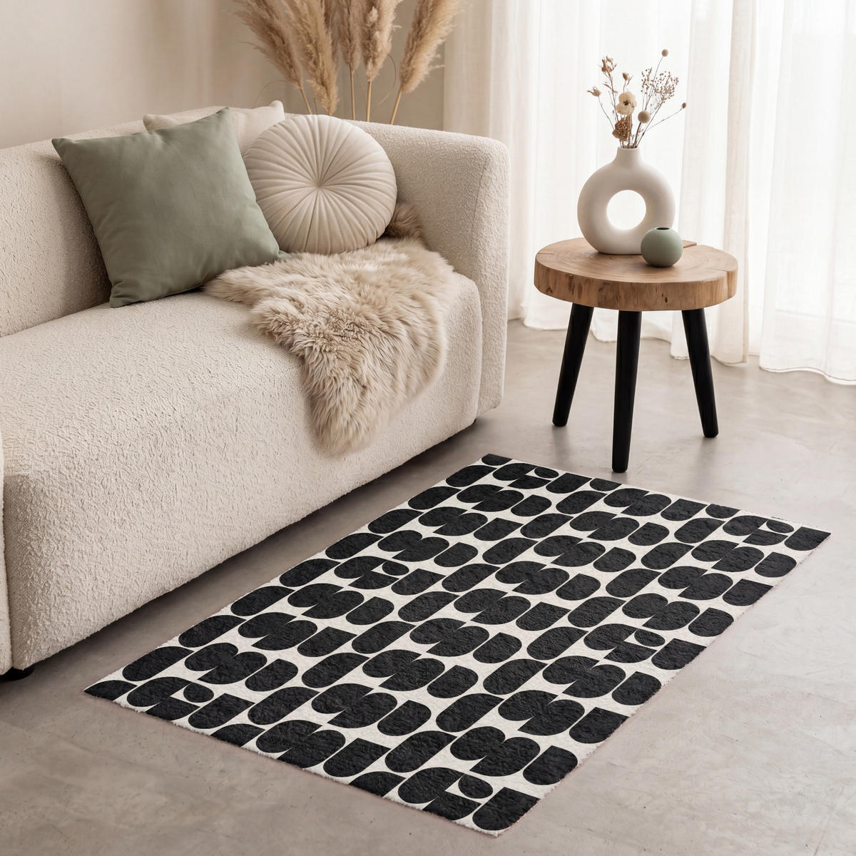 KOBERCE - Moderné - vzorované - čierne - 80x120 cm - čierna, textil/plast (80/0.4cm) - OnlyWow