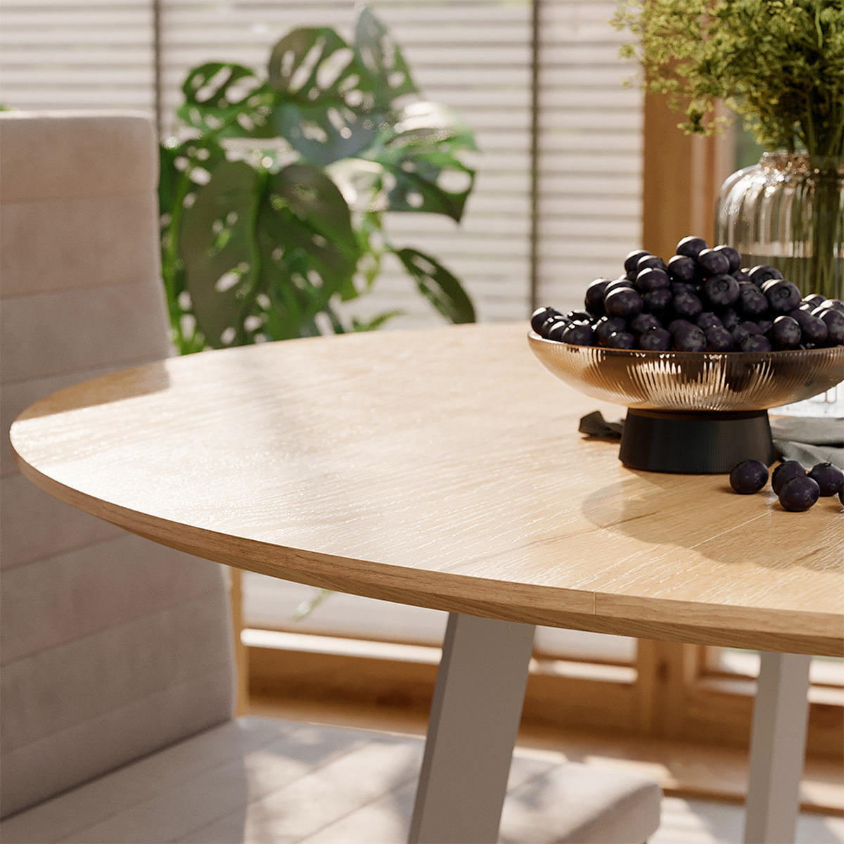 JÍDELNÍ STŮL Halvar Greige - medově dubová/šedobéžová, kompozitní dřevo (120/120/76.5cm) - Vicco