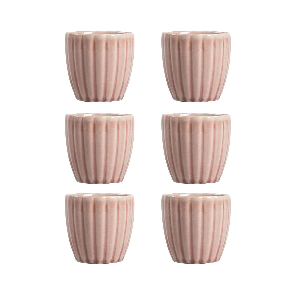 BECHER Melida ohne Henkel rosa 0,2 l 6er-Set - Rosa, Keramik (0.2L) - Homla