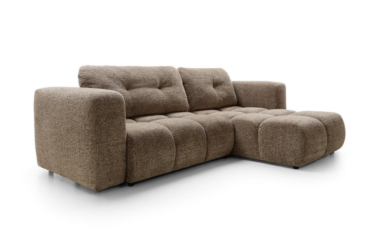 ECKSOFA ARTE 02 Braun Chenille mit Schlaffunktion - Braun, Holz (273/176cm) - MASSENO