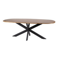 ESSTISCH CLIFF SABBIA GRANDE Dänisch-Ovaler Massivholztisch Mango mit Ovalrohr-Gestell 215 cm - Sandfarben, Holz (215/105/76cm) - alesvelt