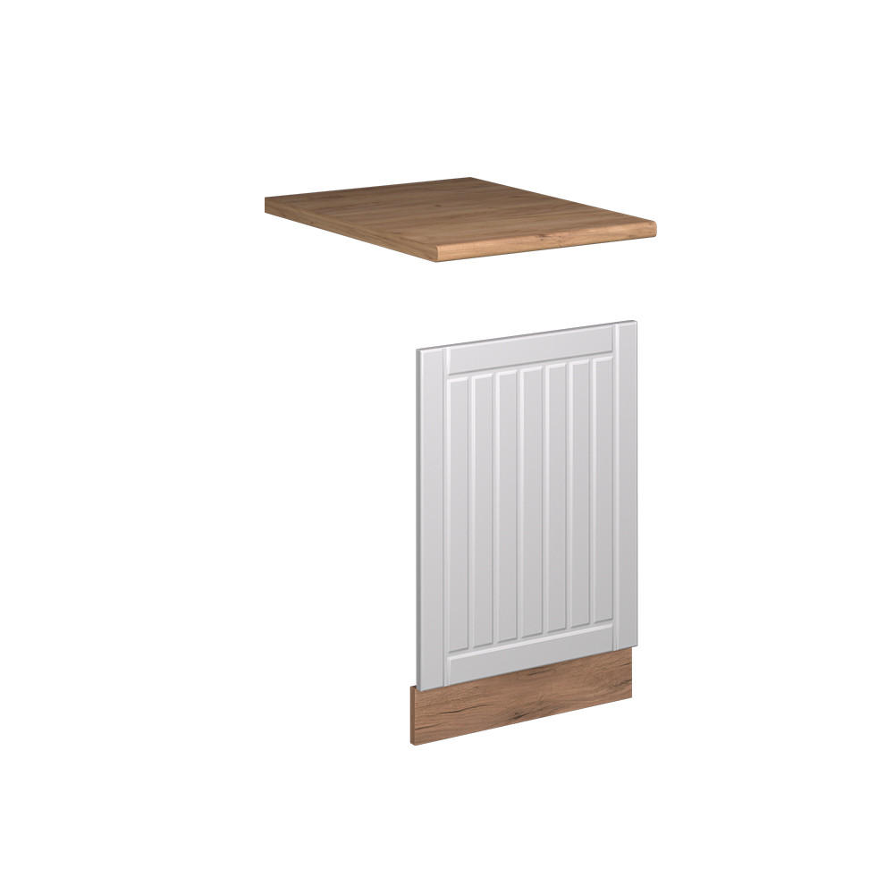 FRONTBLENDE Fame-Line, Weiß Landhaus/Goldkraft Eiche, 45 cm, AP Eiche - Eichefarben/Weiß, Holzwerkstoff (45/67.4/60cm) - Vicco