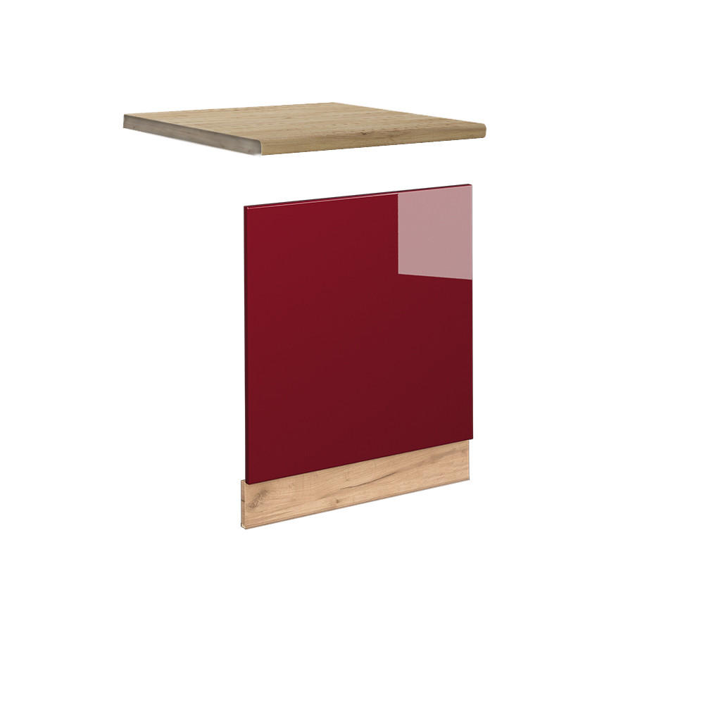 FRONTBLENDE Fame-Line Bordeaux Hochglanz 60 cm, AP Eiche - Bordeaux/Eiche Wotan, Holzwerkstoff (60/67.4/1.6cm) - Vicco
