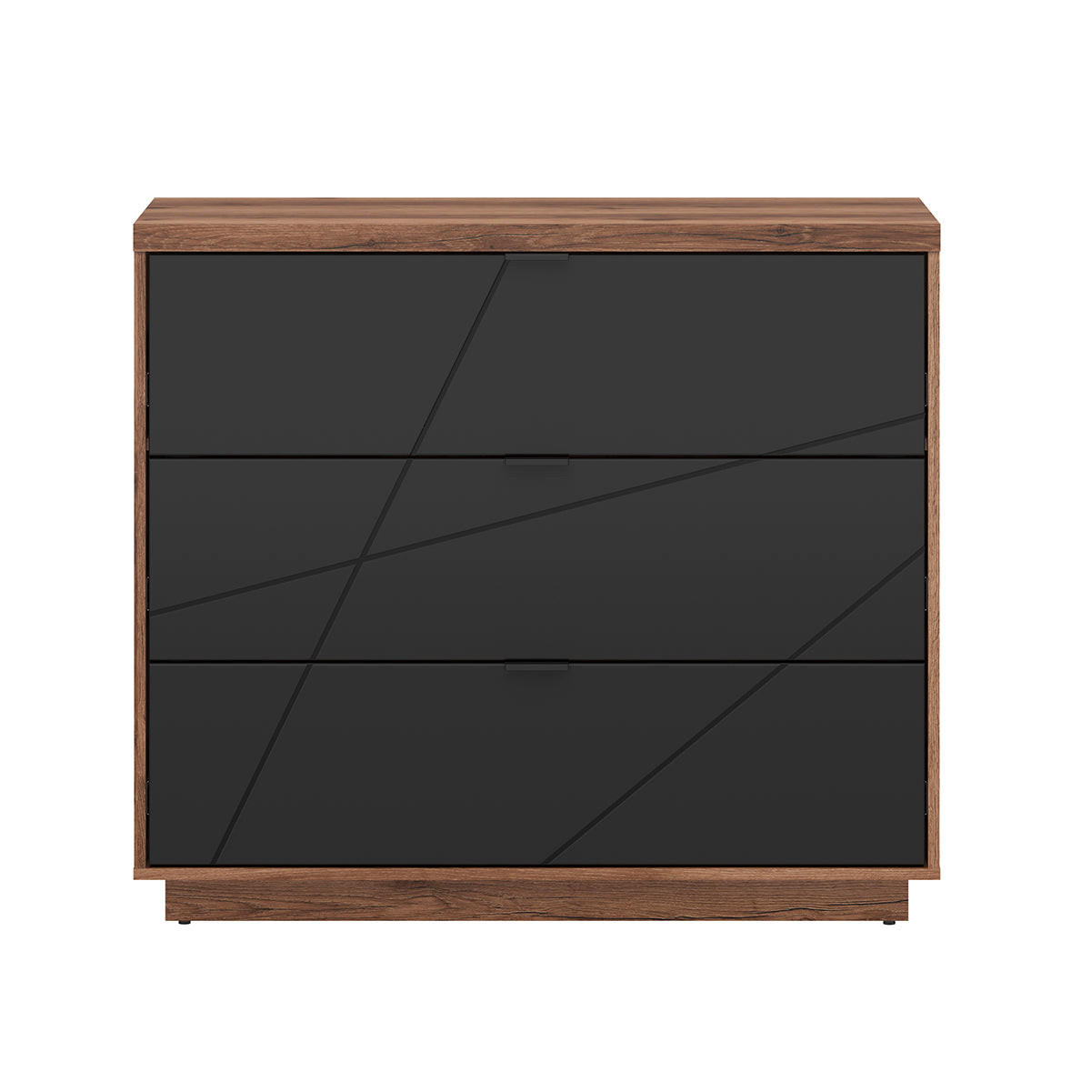 KOMMODE Sven Schwarz und Holz - Weiß, Holzwerkstoff (106/93/42cm) - Petits-meubles