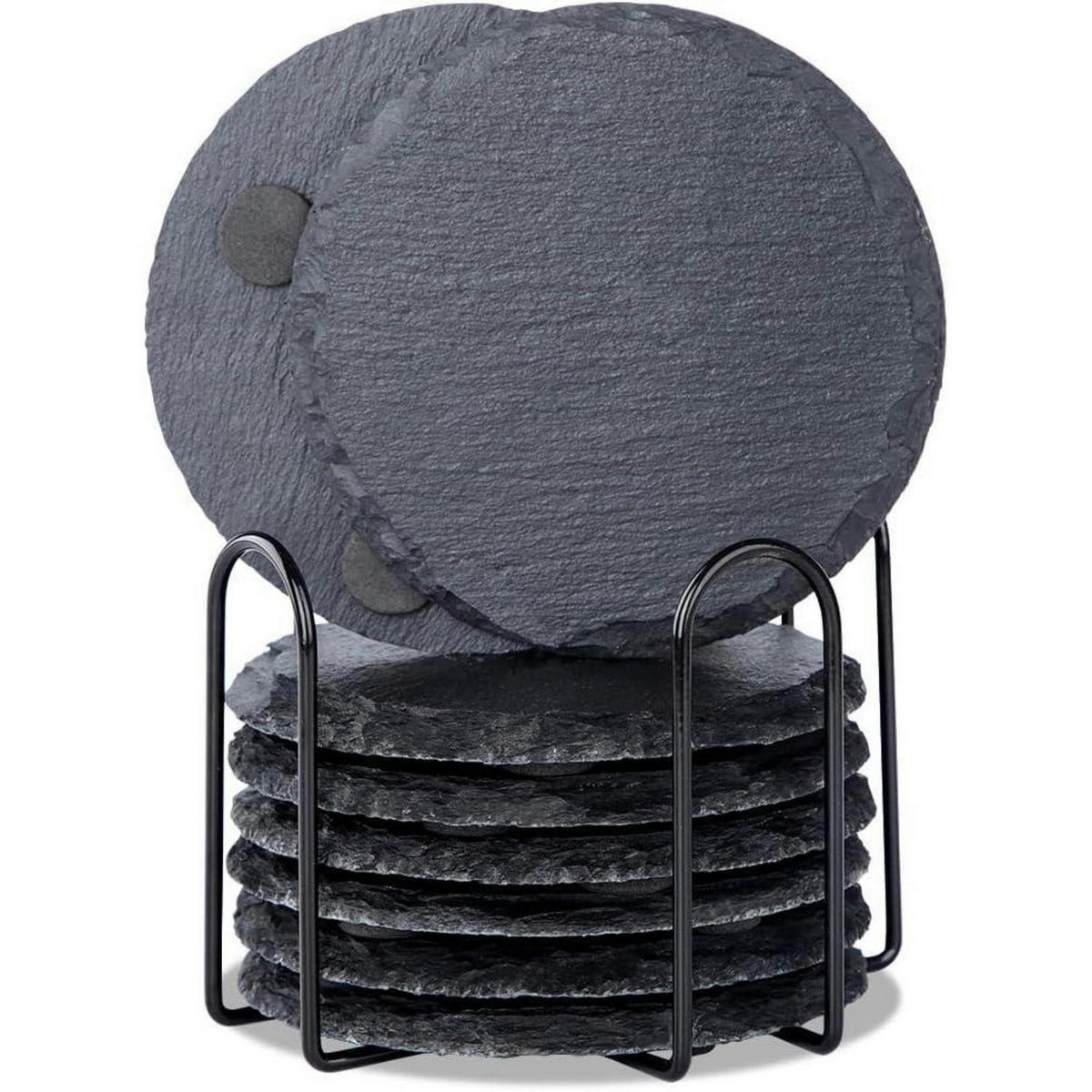 UNTERSETZER Schiefer 8er Set 10 cm - Anthrazit, Stein (10/10cm)