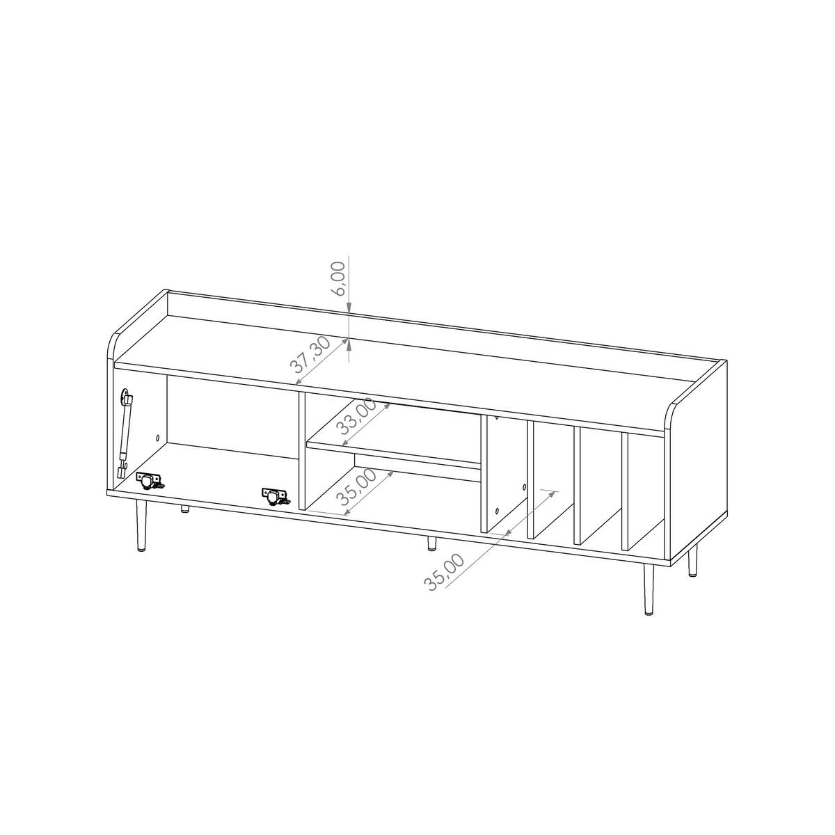 LOWBOARD Vasilia mit 1 Tür und 5 Einlegeböden, Brandy Castello - Eichefarben, Holzwerkstoff (150/56/40cm) - Beautysofa