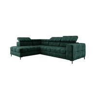 ECKSOFA PABLO CLOUD L‑förmig mit Bett, Bettkasten, verstellbaren Kopfstützen, weichen Metallfüßen, freistehend, LINKS, 201x270x97 cm Green - Grün, Holz/Textil (201/270cm) - DomoHome