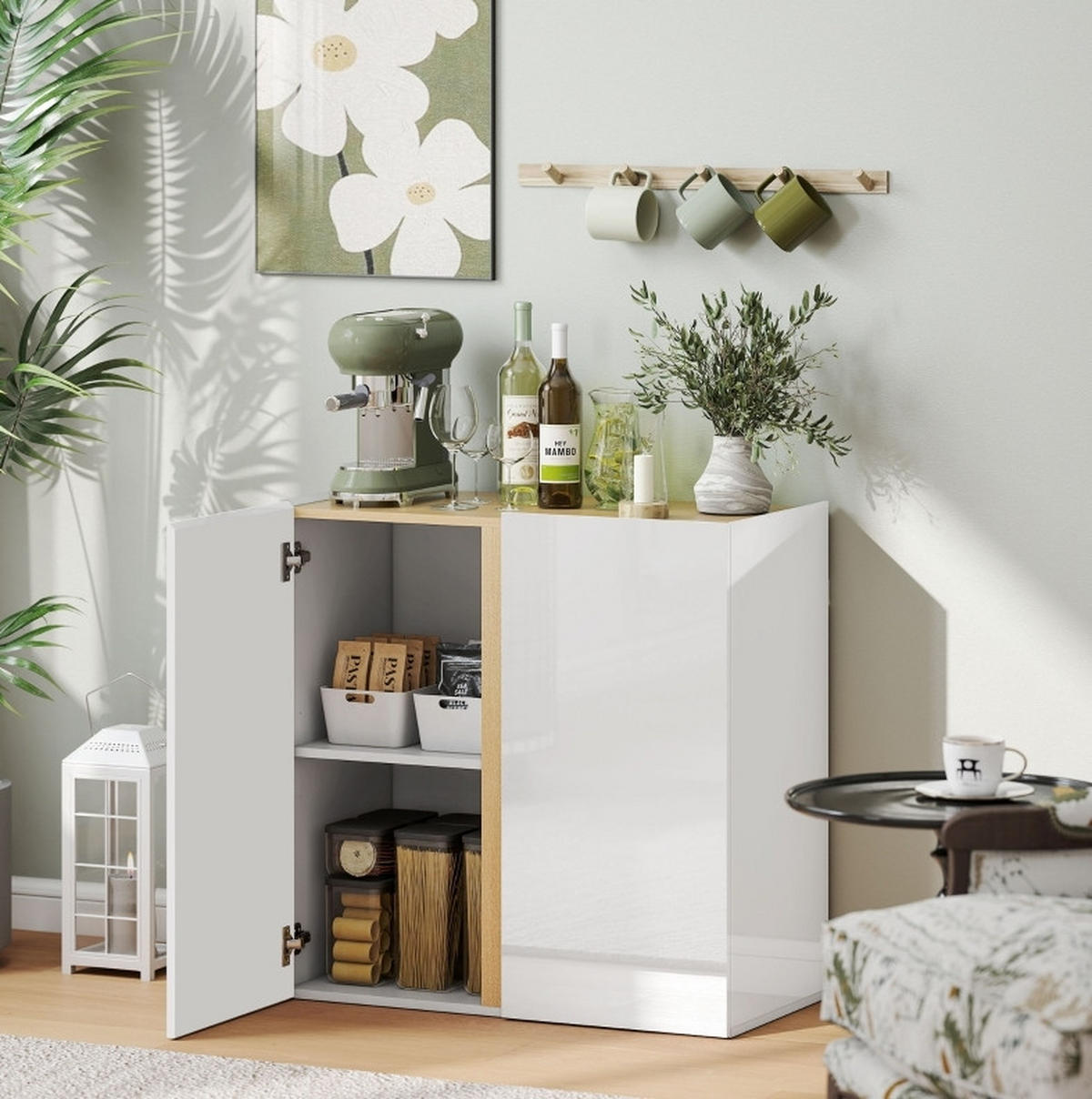 SIDEBOARD 80/40/80 cm Weiß aus Holz mit Soft-Close-Türen - Weiß, Holz (80/80/40cm) - OKWISH