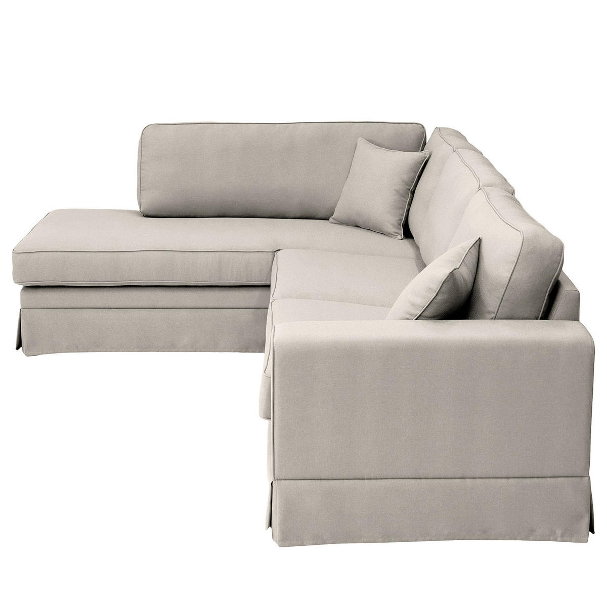 ECKSOFA mit Husse - Ottomane, Webstoff - Hellgrau/Schwarz, Kunststoff/Textil (297/210cm) - home24