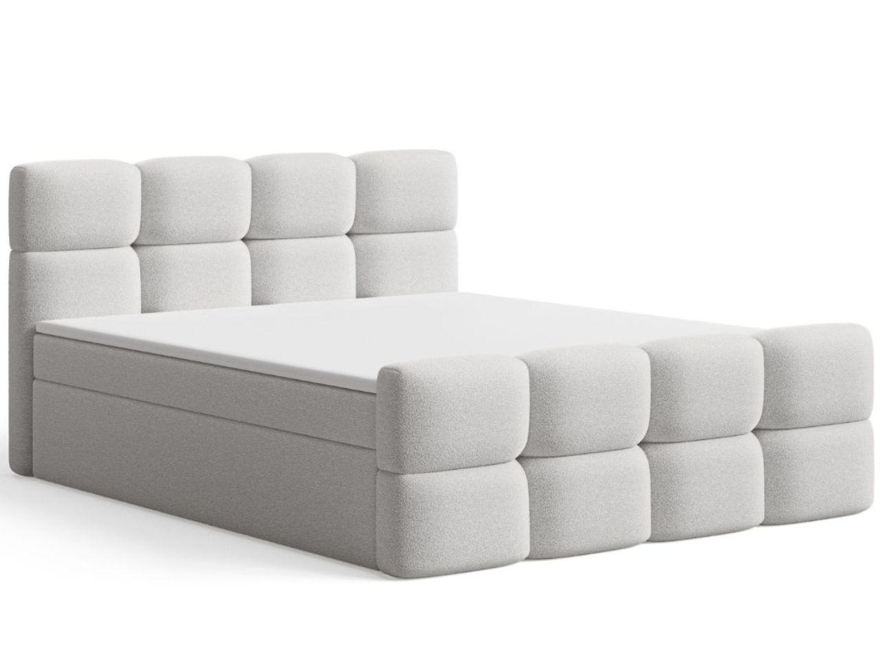 BOXBETT Rivon 140x200 Bouclé-Stoff Hellgrau - Hellgrau, Holz/Textil (140/200cm) - Graingold