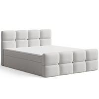 BOXBETT Rivon 180x200 Bouclé-Stoff Hellgrau - Hellgrau, Holz/Textil (180/200cm) - Graingold