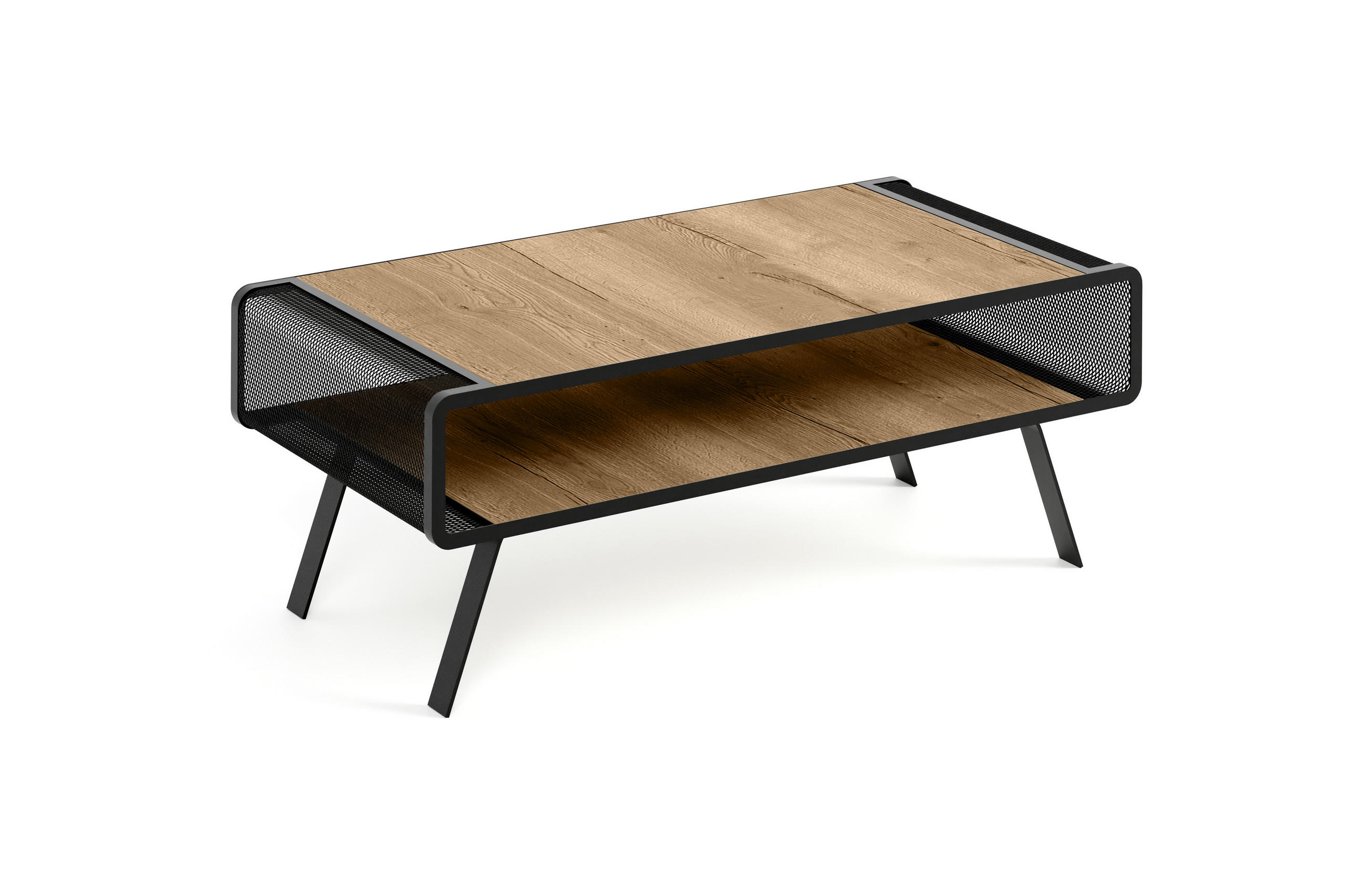COUCHTISCH TORPE - Hellbraun/Schwarz, Holzwerkstoff (60/121/45cm) - Meblini
