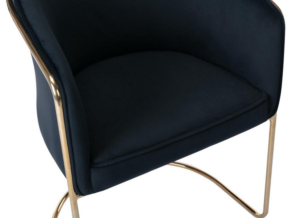 STUHL mit Armlehnen 6er-Set - Samt & Metall - Schwarz und Goldfarben - JOSETHE - Schwarz, Textil (52.5/82.5/59.5cm) - Pascal Morabito