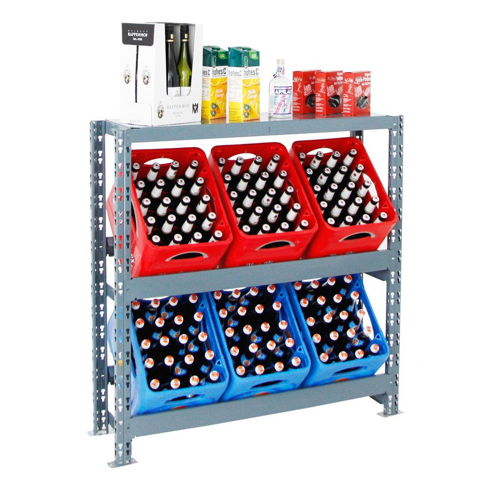 GETRÄNKEKISTENREGAL Tegernsee XL 110x110x30 cm für 6 Kästen + Board Grau - Grau, Metall (110/110/30cm) - PROREGAL