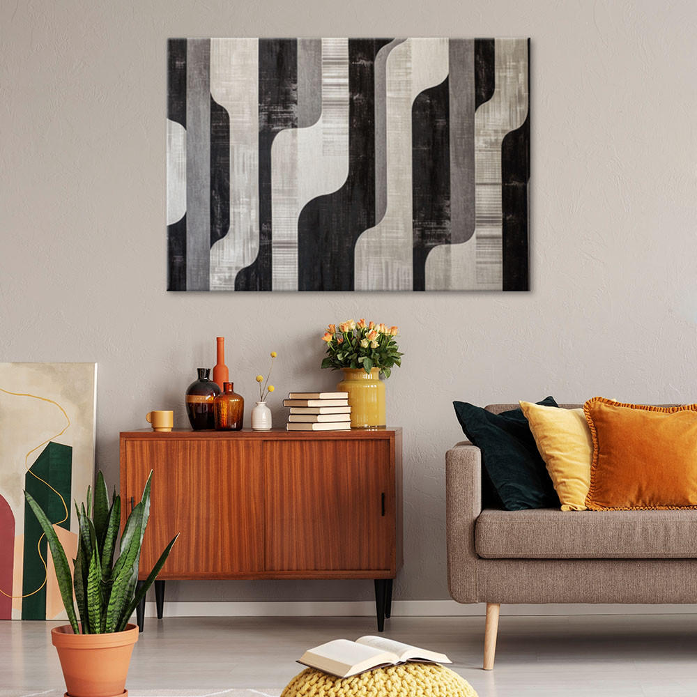 LEINWANDBILD Retro Grau Abstraktion 100x70cm - Grau, Textil (100/70cm) - Feeby