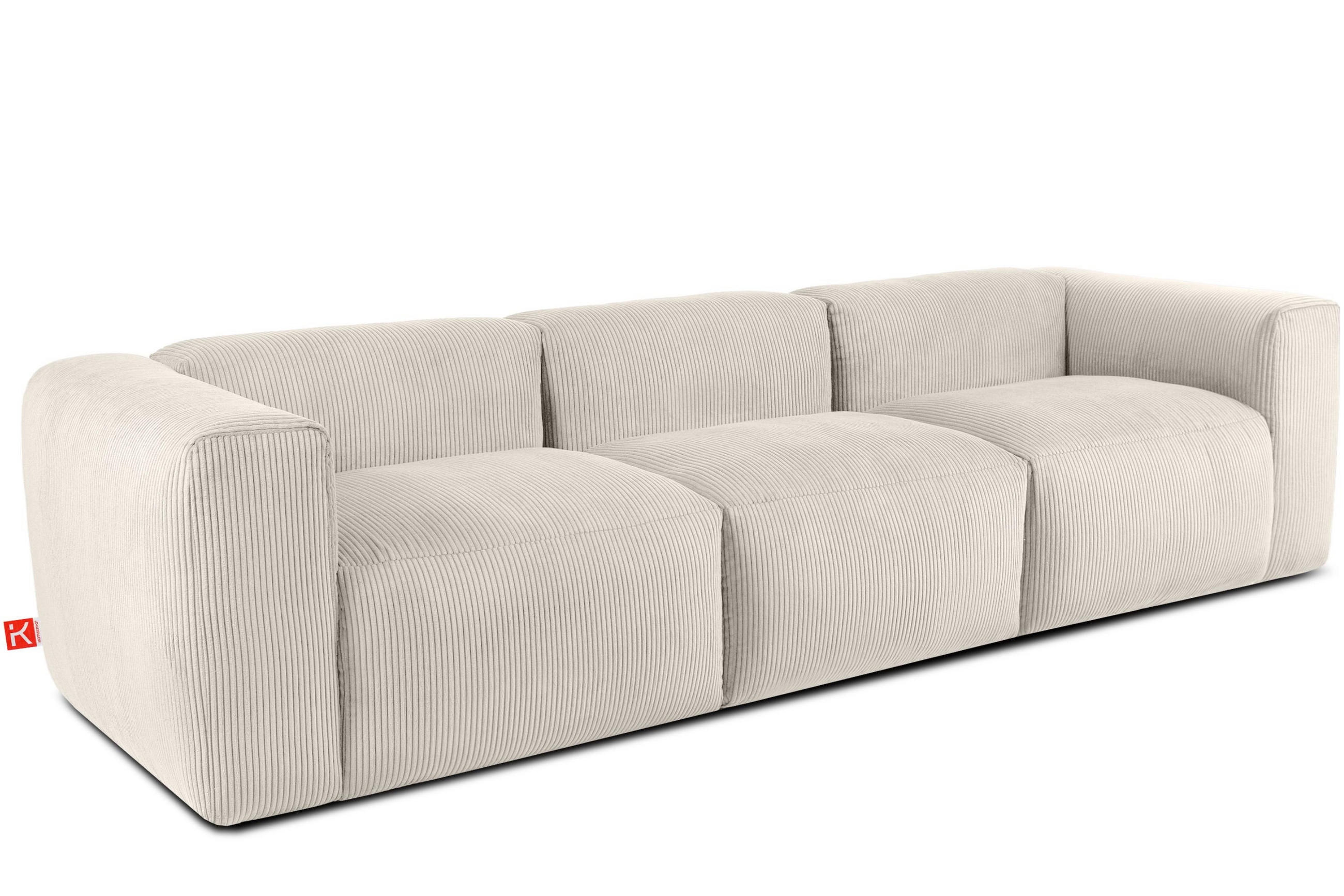 3-SITZER-MODULSOFA BUFFO mit extrem weicher und bequemer Sitzfläche, Kordstoff, cremefarben - Creme, Textil (290/73/96cm) - KONSIMO®