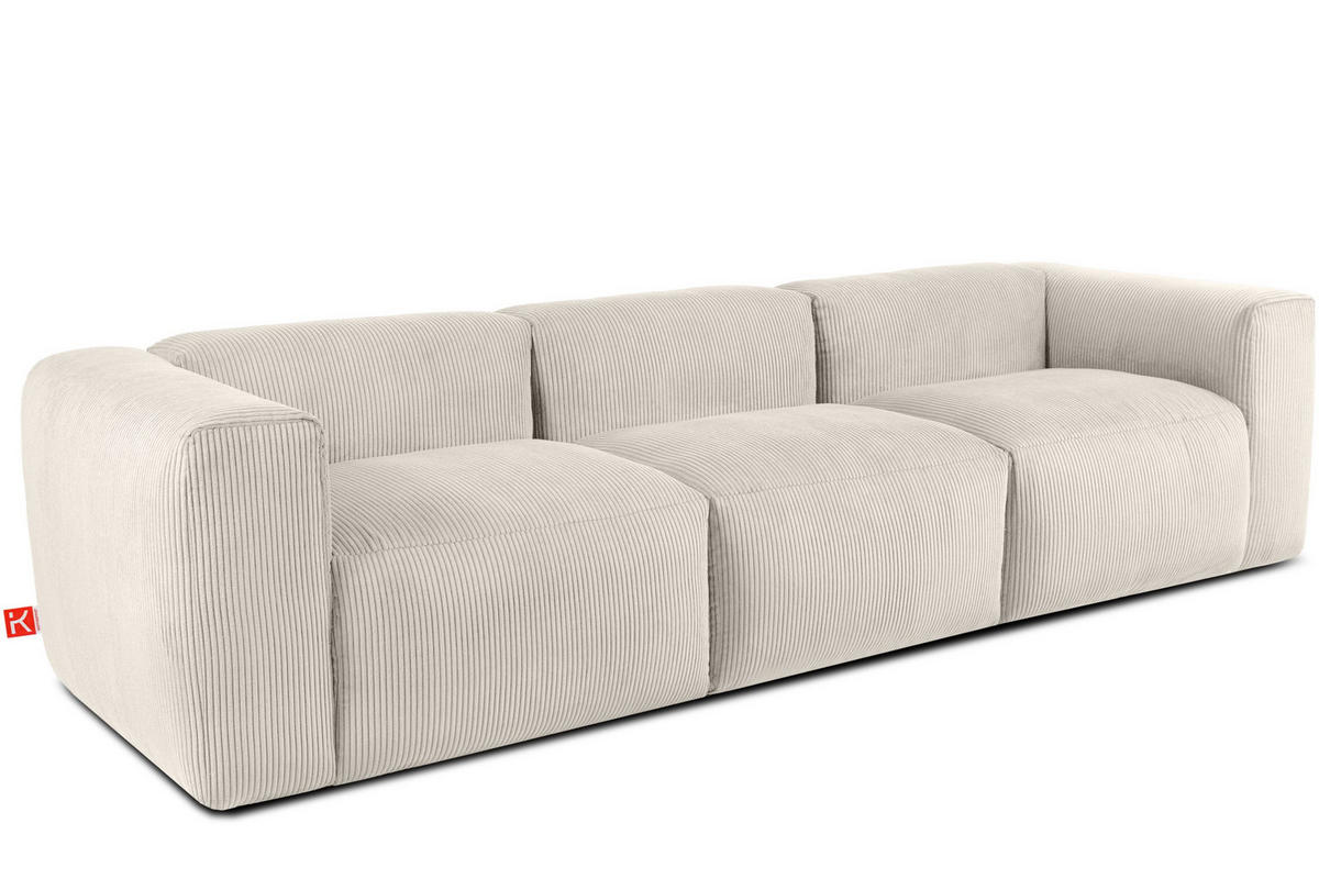 3-SITZER-MODULSOFA BUFFO mit extrem weicher und bequemer Sitzfläche, Kordstoff, cremefarben - Creme, Textil (290/73/96cm) - KONSIMO®