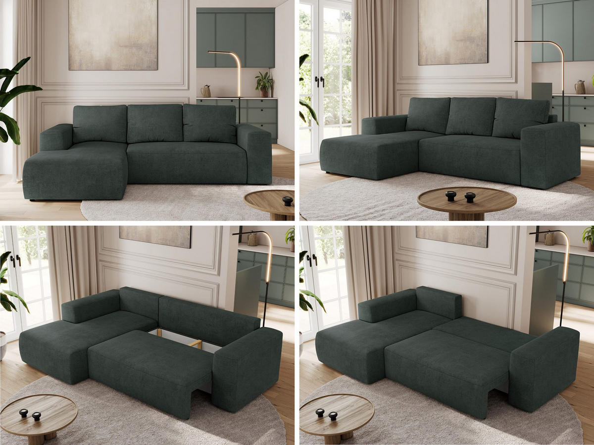 ECKSOFA TRENTINO L Dunkelgrau Stukture - Links - Dunkelgrau/Schwarz, Textil (266/164cm) - MKS