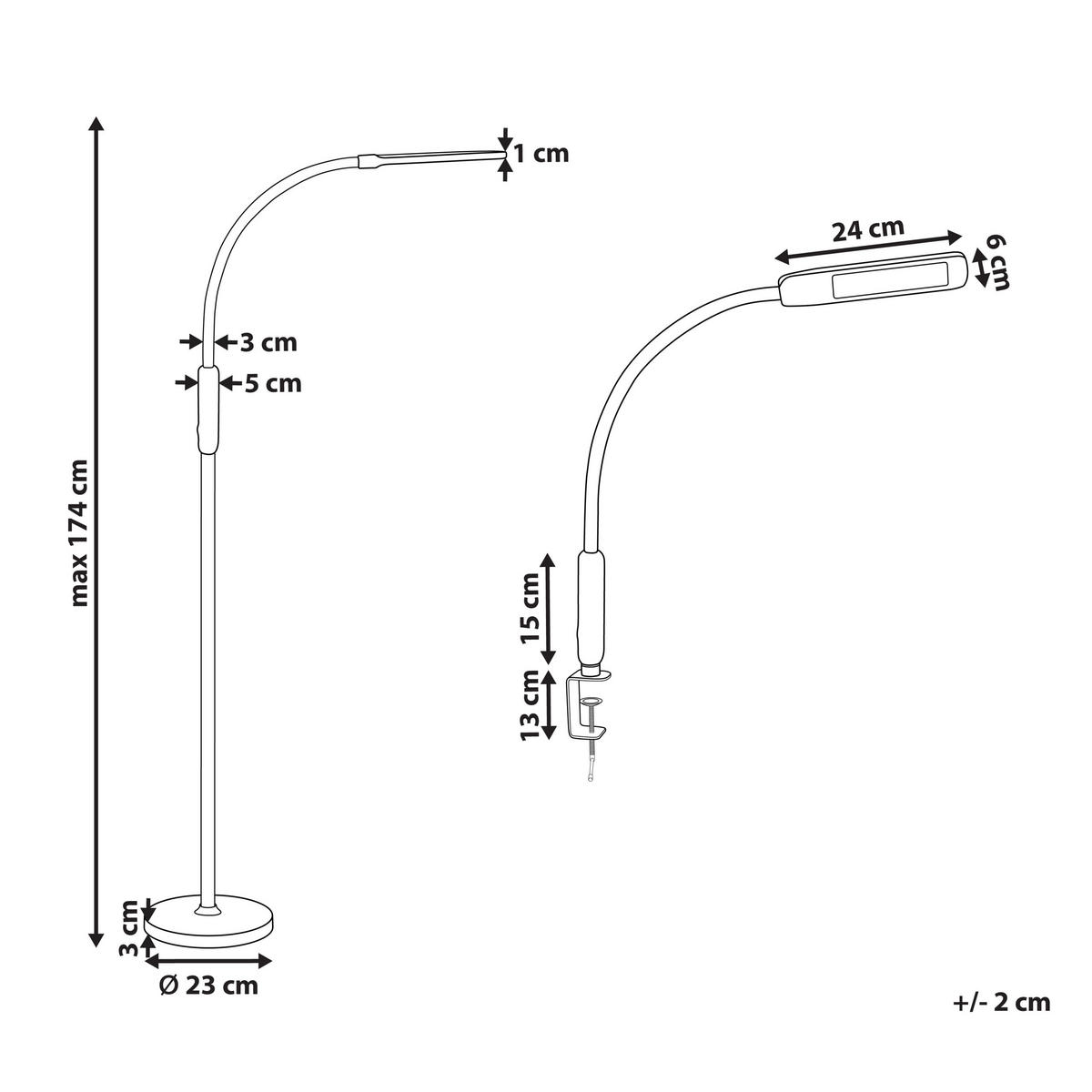 STEHLAMPE Apus 5/24/174 cm - Schwarz, Metall (24/5/174cm) - Beliani