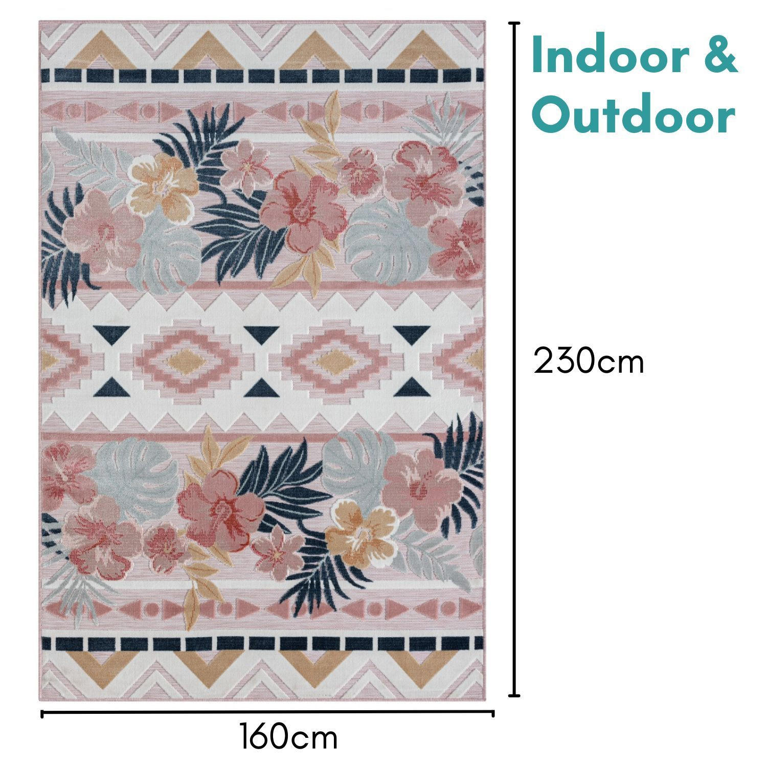 OUTDOORTEPPICH Aurora II Altrosa,Hellgrau,Dunkelblau 160/230 cm - Altrosa, Textil (160/230cm) - My-Rug