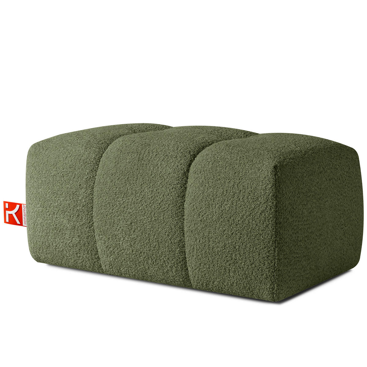 POUF RAVIA, Bouclé, Olivgrün - Olivgrün, Holz/Textil (96/45/50cm) - KONSIMO®
