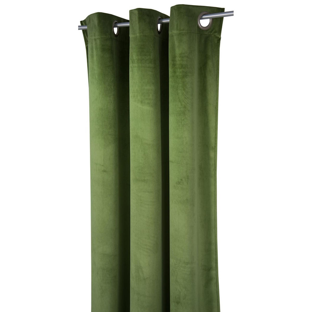 BLICKDICHTER ÖSENVORHANG French Velvet - Olivgrün, Textil (135/0.5/245cm) - Tom Tailor
