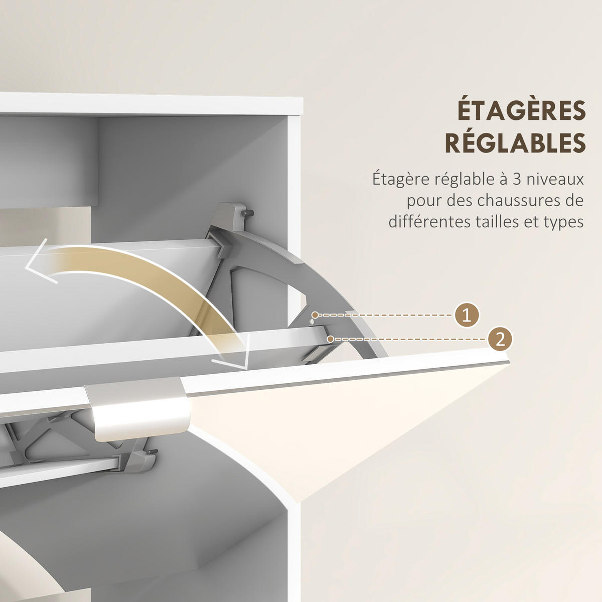 SCHUHSCHRANK DE-15004 4 Klapptüren mit Spiegel & höhenverstellbaren Böden - Weiß, Holzwerkstoff (76/168/26cm) - ComfortXL