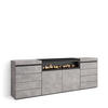 KOMMODE mit Schubladen, Elektrokamin, zementgrau, 214/35/75 cm - Grau, Holzwerkstoff (35/75/214cm) - Skraut Home