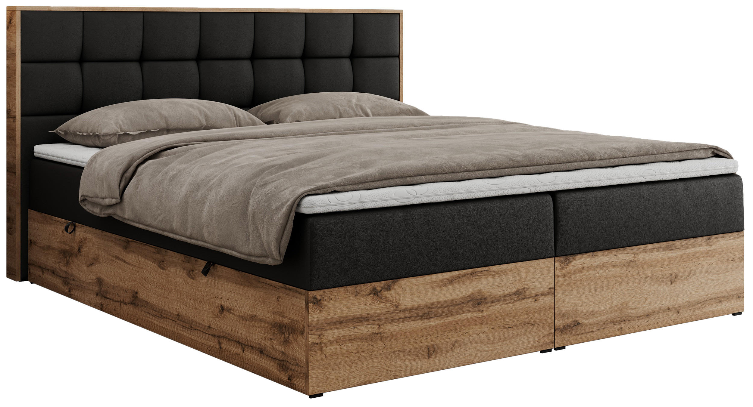 BOXBETT ALBERO 1 - 160/200 Schwarz Kunstleder - H3 - Schwarz, Holz/Textil (160/200cm) - MKS
