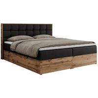 BOXBETT ALBERO 1 - 160/200 Schwarz Kunstleder - H3 - Schwarz, Holz/Textil (160/200cm) - MKS