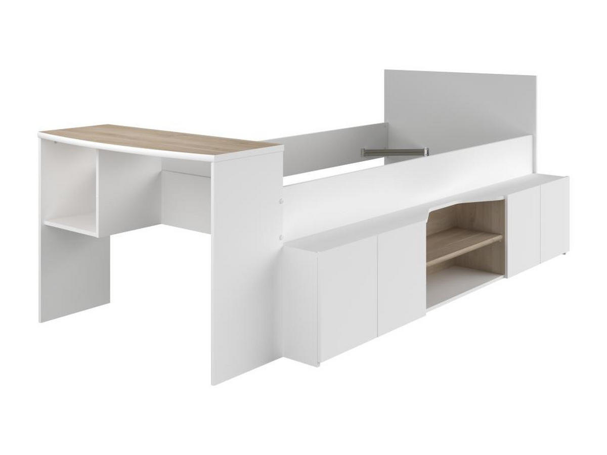HOCHBETT Cleo 1 in Weiß und Jackson Eiche 90 x 200 cm - Weiß, Holz/Holzwerkstoff (90/200cm) - Vente-Unique