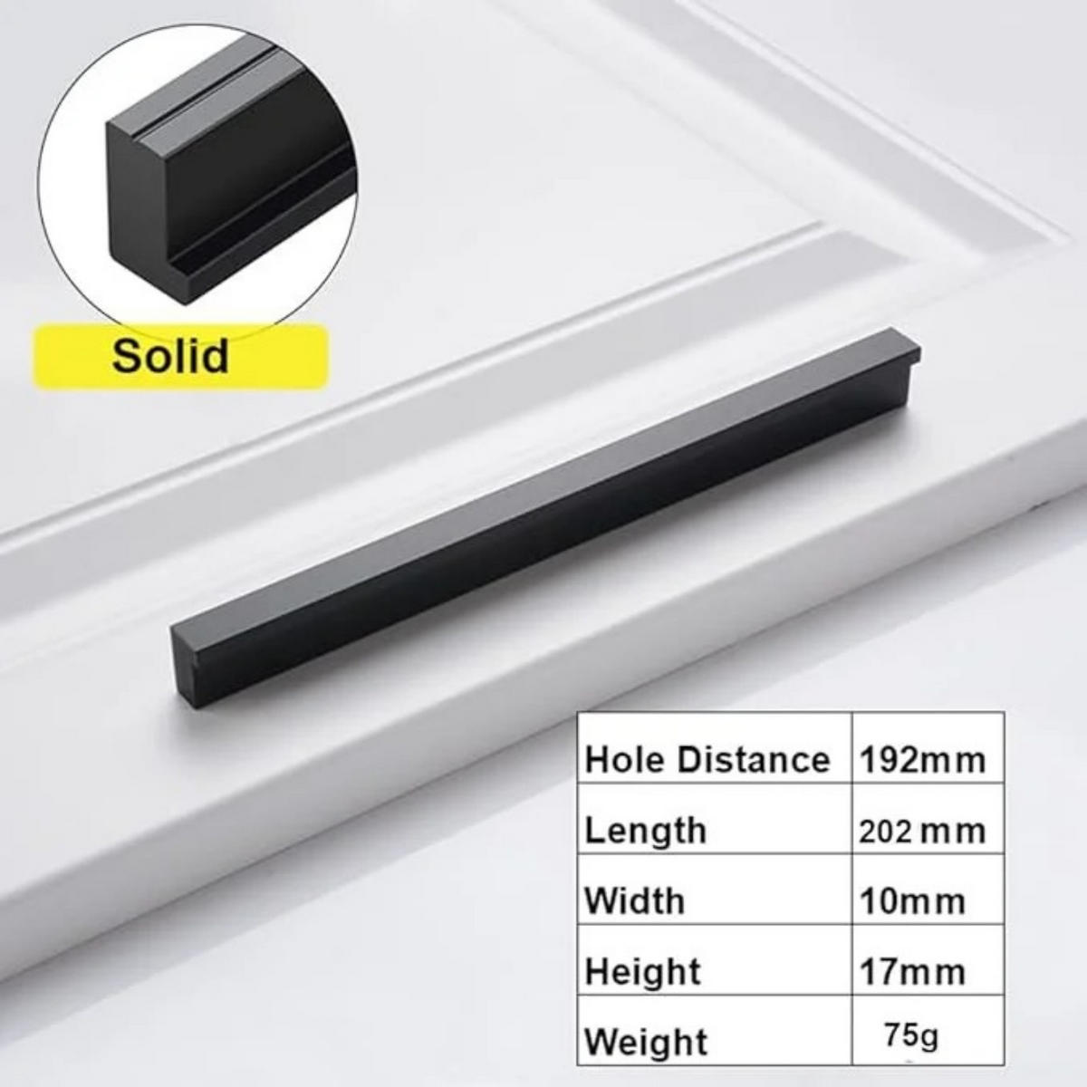 MÖBELGRIFF 10er-Set 192 mm Aluminium - Schwarz, Metall (1/1.7/20.2cm)