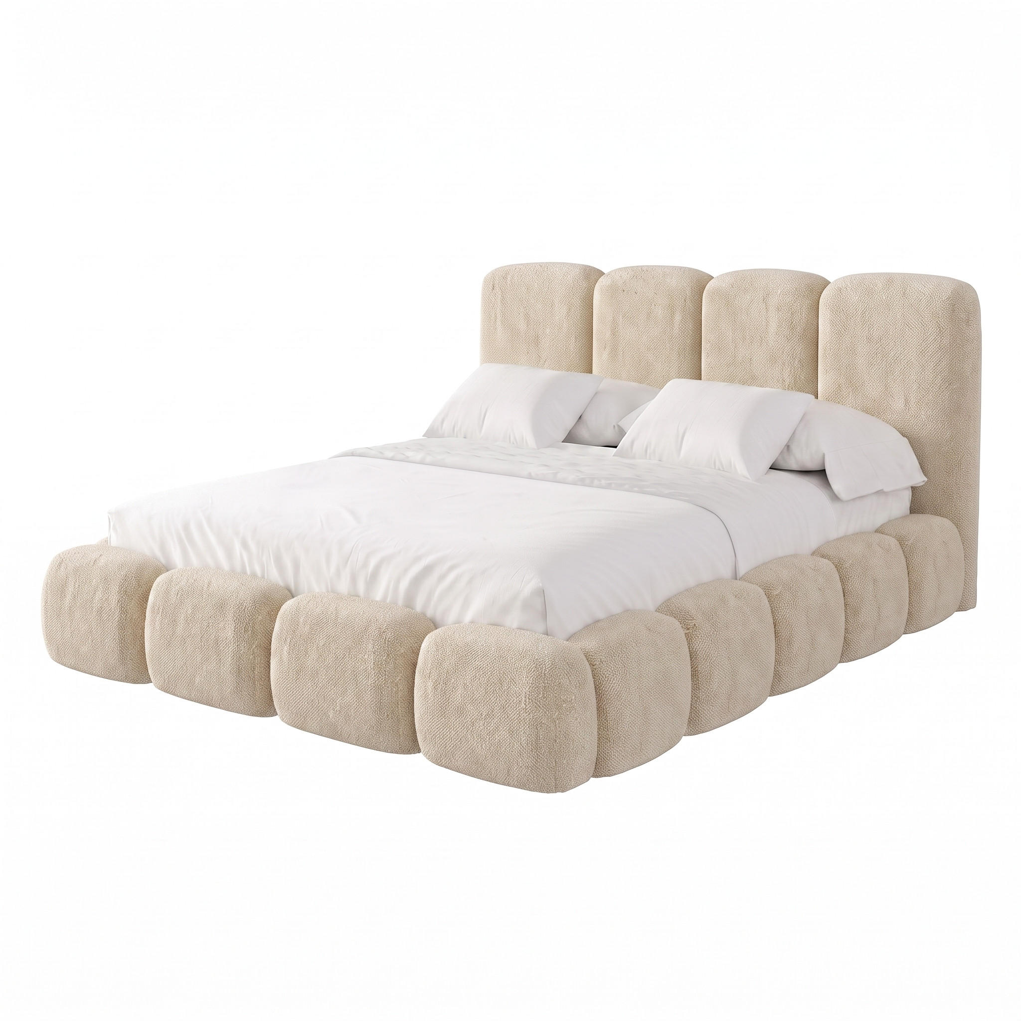 POLSTERBETT SUENO MAXI 180x200 cm in Creme, gepolstertes Kopfteil, Metalllattenrost, Bettkasten, Chenille-Stoff - Creme/Naturfarben, Holz/Textil (180/200cm) - Muffo