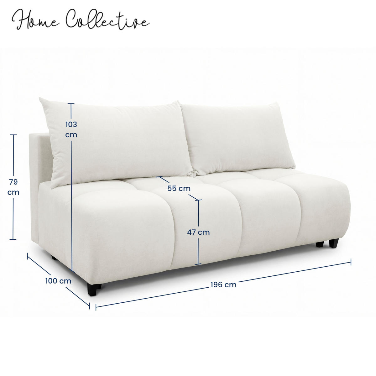 SOFA 196 cm in Weiß - Weiß, Textil (196/79/100cm) - Home Collective