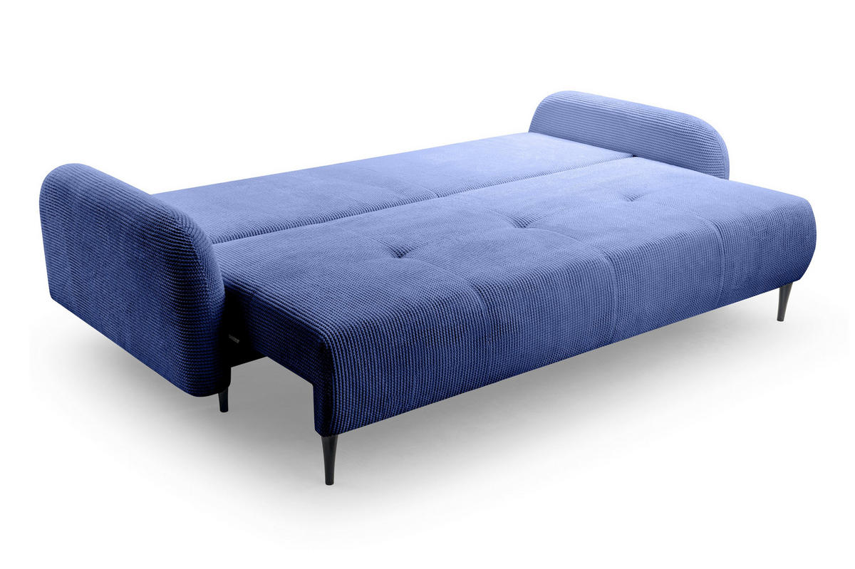 BETTSOFA VIVO Blau Geflochtener Stoff mit Schlaffunktion - Blau, Holz (230/95/102cm) - MASSENO
