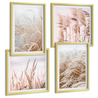 BILDER SET 4er Set - 50x50 cm & 40x60 cm Goldrahmen - Grasfelder in Braun- und Beigetönen - Goldfarben, Kunststoff (50/50cm) - TULUP