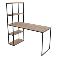 SCHREIBTISCH mit Seitenregal Eiche Kraft Gold - Eiche Wotan/Schwarz, Holzwerkstoff (152/60/160cm) - Idohome