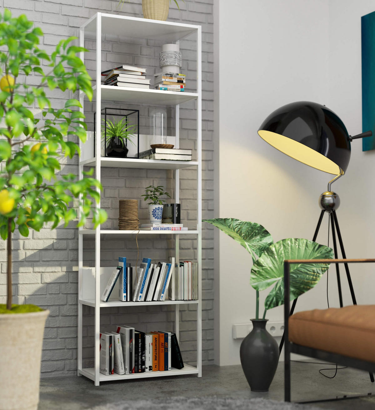 LOFT-REGAL Weiß 60x192x32 cm - Weiß, Holzwerkstoff/Metall (60/192/32cm) - Akord