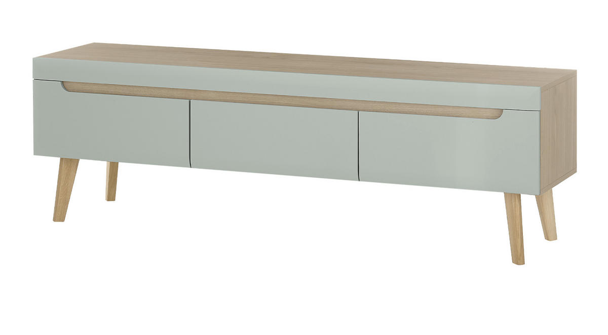 TV-LOWBOARD Pistazie grün, Eiche, skandinavisch 160 cm, TV Unterteil mit Schubladen - Eichefarben/Pastellgrün, Holz/Holzwerkstoff (160/50/40cm) - Furn.Design