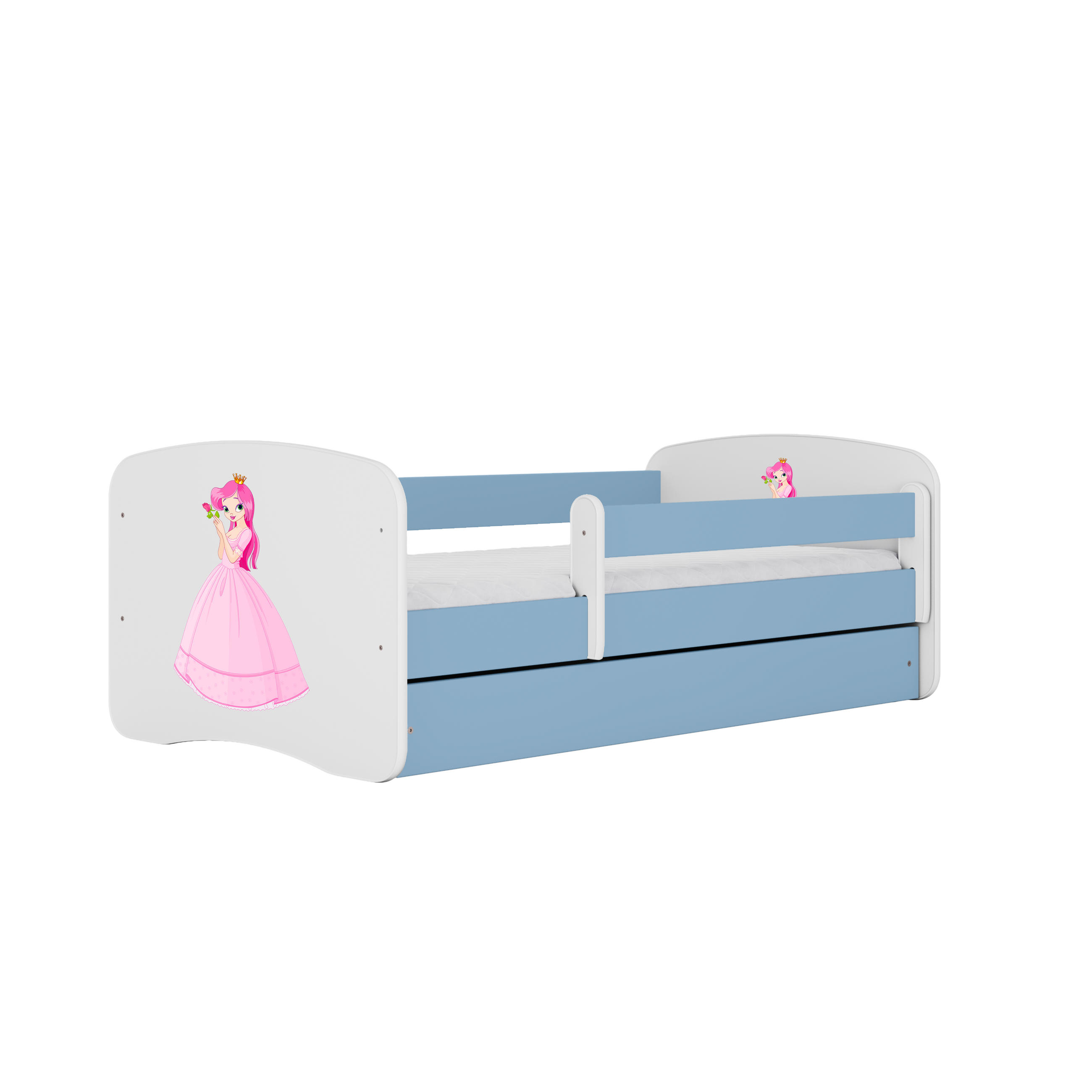 KINDERBETT Prinzessin mit Schublade und Matratze 180/80 - Blau, Holzwerkstoff (80/180cm) - RAUMHIRSCH FURNITURE