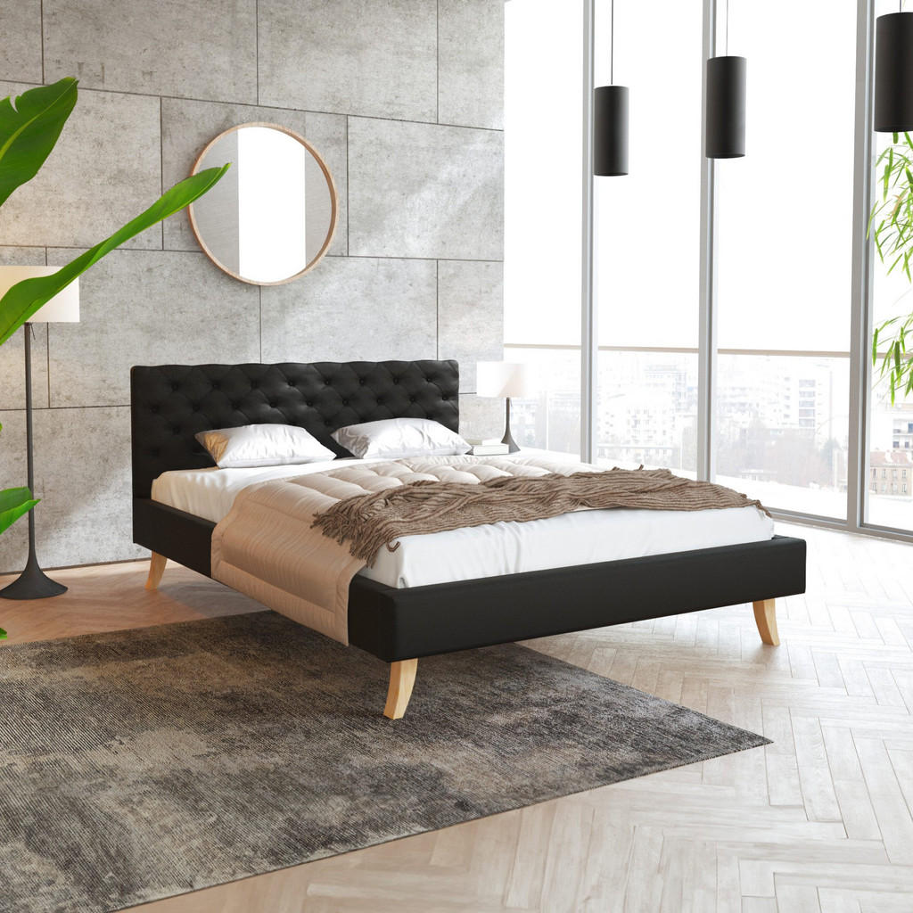 Thumbnail - FDM Polsterbett, Schwarz, Kunststoff, Birke, Rechteckig, 160x200 cm, Schlafzimmer, Betten, Polsterbetten