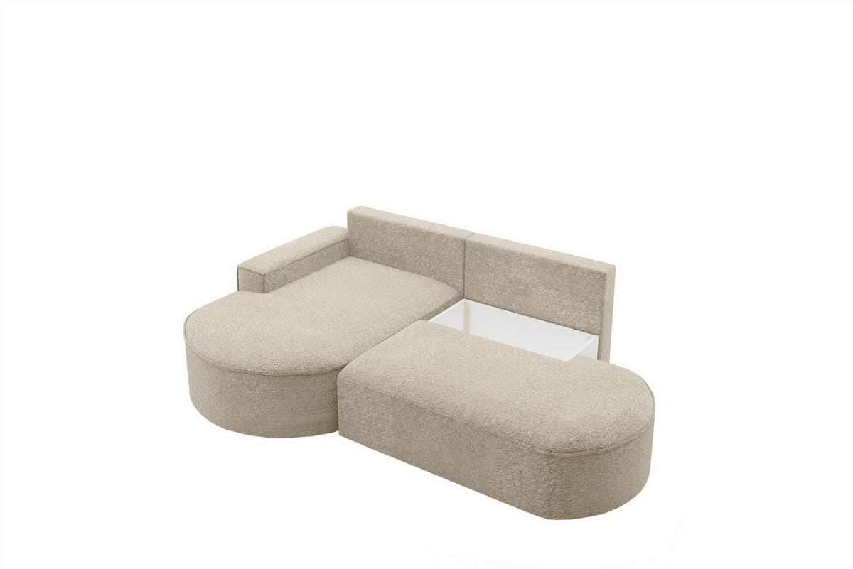 ECKSOFA Girona Mit Schlaffunktion - Beige, Holzwerkstoff/Textil (278/179cm) - Fun Möbel
