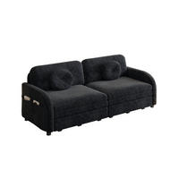 SCHLAFSOFA 166 cm 3-in-1 ausziehbar mit Stautaschen, DE-42860, Schwarz - Schwarz, Metall (166/90/84cm) - ComfortXL