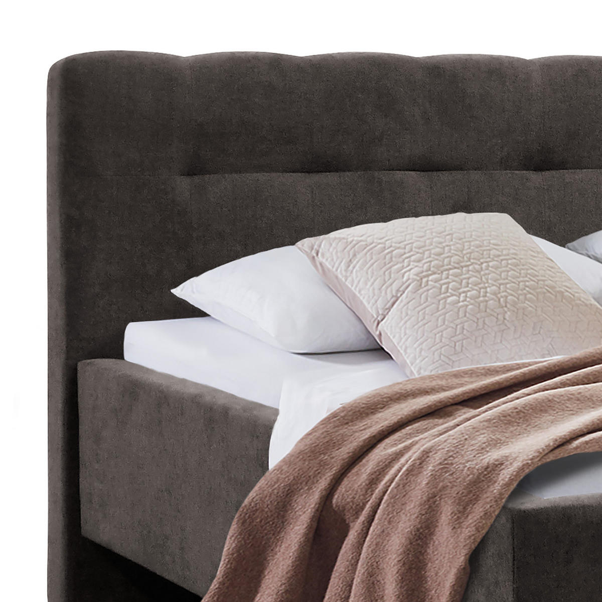 POLSTERBETT - Samt - Dunkelgrau, Holz/Textil (200/200cm) - home24