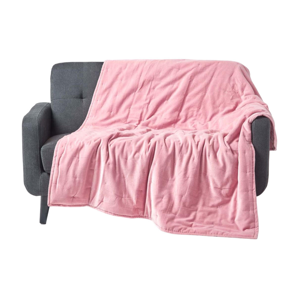 SAMT-KUSCHELDECKE 120/150 cm, Baumwolle wattiert - Rosa, Textil (125/150cm) - Homescapes